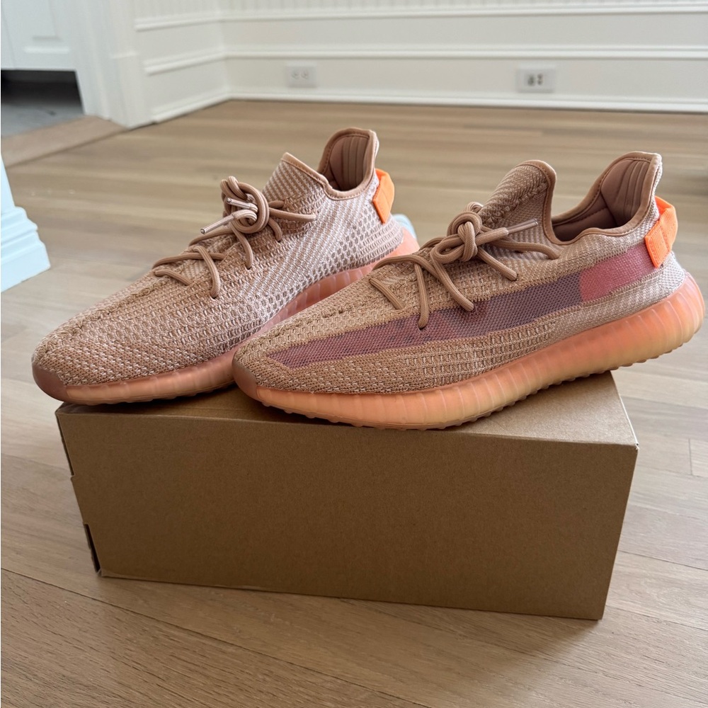 Yeezy Boost 350 V2 Peach Orange Knit Sneakers